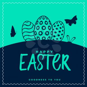 happy easter card with eggs and butterfly design
