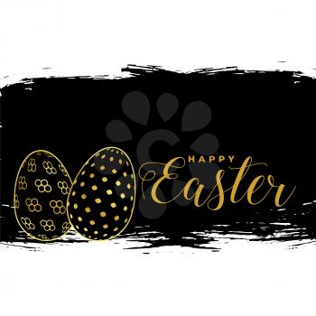happy easter card with golden eggs design