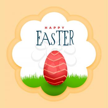happy easter day card with eggs and grass