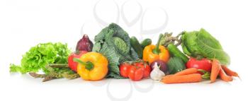 Fresh vegetables on white background. Healthy food concept�