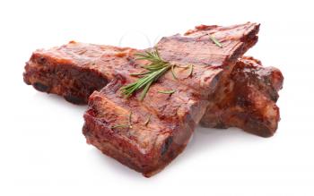 Delicious grilled ribs on white background�