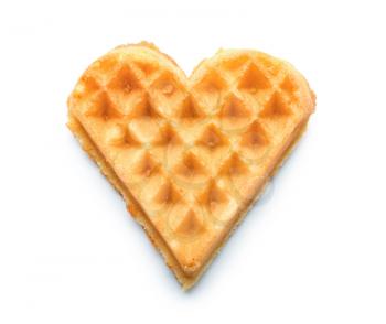 Heart shaped waffle on white background�