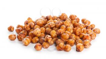 Pile of fried chickpeas on white background�