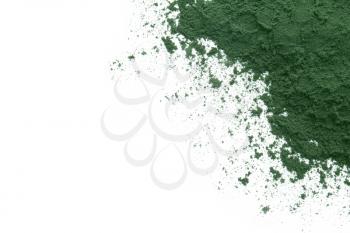 Healthy spirulina powder on white background�