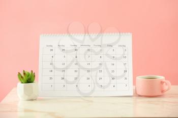 Flip calendar on table�