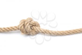 Rope with knot on white background�