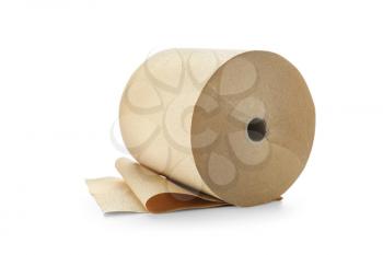 Roll of toilet paper on white background�