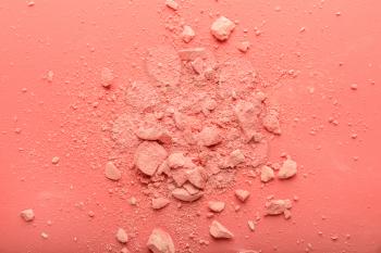 Crushed chalk on coral background�
