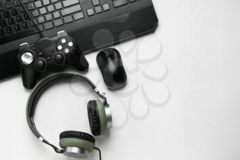 Modern gaming accessories on light background�