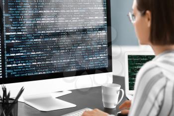 Female programmer working in office�