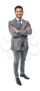 Portrait of handsome businessman on white background�