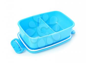 Empty school lunch box on white background�