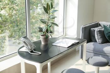 Comfortable workplace near window in flat�