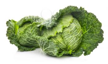 Tasty ripe cabbages on white background�