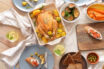Table set for big family dinner 