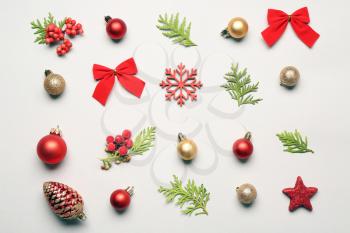 Beautiful Christmas composition on white background�