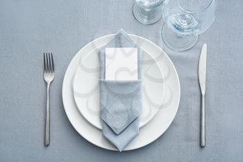 Simple table setting, top view�