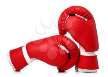 Pair of boxing gloves on white background�