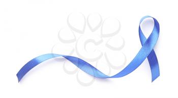Blue ribbon on white background. Cancer awareness concept�
