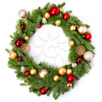 Beautiful Christmas wreath on white background�