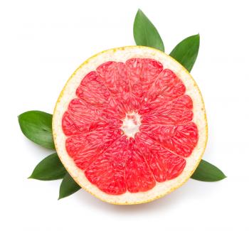 Fresh cut grapefruit on white background�