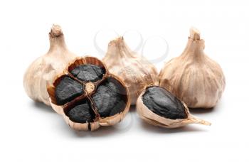 Black garlic on white background�