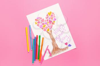 Greeting card for Mother's Day on color background�