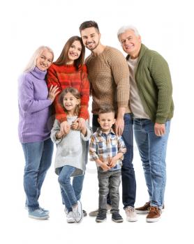 Portrait of big family on white background�