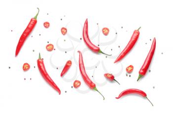 Hot chili pepper on white background�
