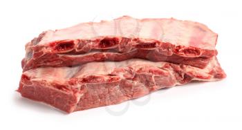 Raw beef short ribs on white background�