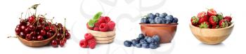Set of different fresh berries on white background�