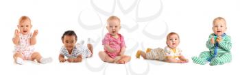 Cute little babies on white background�