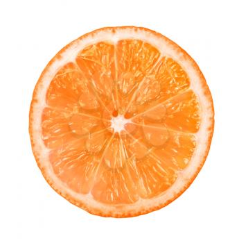 Slice of fresh orange isolated on white background 