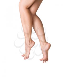 image of smooth,sexy and beautiful female legs isolated on white