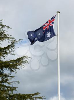 Australia flag in the gray light of the evening