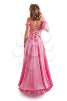 
image of a Beautiful pink Evening gown isolated on white