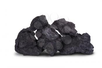 heap of black charcoal  for BBQ isolated on white background