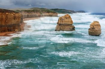 The Twelve Apostles in the storm weather, along the Great Ocean Road, Australia