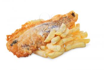 Fish and chips isolated on white background