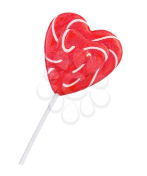 Heart shaped  colorful spiral lollipop isolated