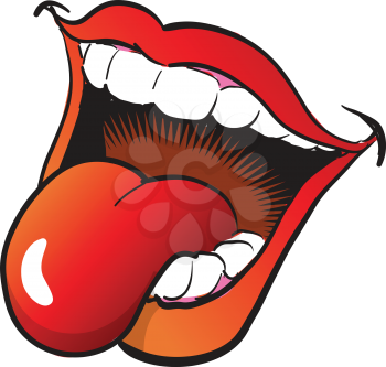 Royalty Free Clipart Image of a Mouth and Tongue