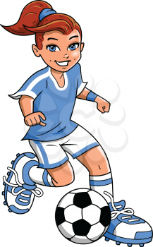 Soccer Football girl player vector clipart cartoon