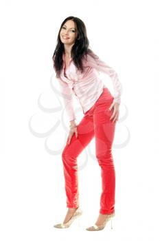 Royalty Free Photo of a Woman in Red Jeans