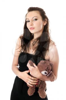 Royalty Free Photo of a Woman With a Teddy Bear