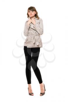 Royalty Free Photo of a Woman in Leggings and a Jacket
