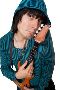 Royalty Free Photo of a Guy With a Toy Guitar