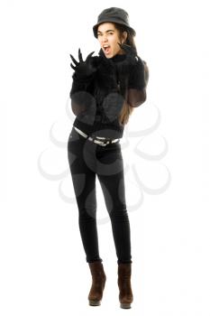 Royalty Free Photo of a Girl With Claw Gloves