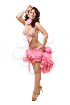 Royalty Free Photo of a Woman in a Skimpy Pink Costume