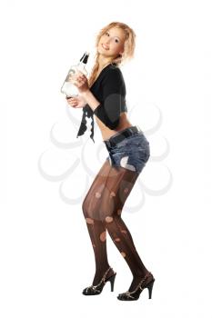 Royalty Free Photo of a Woman With a Bottle