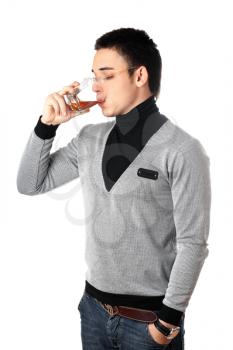 Royalty Free Photo of a Man Drinking Whiskey